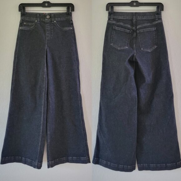SPANX Wide Leg Jeans In Charcoal XS. - Picture 3 of 6